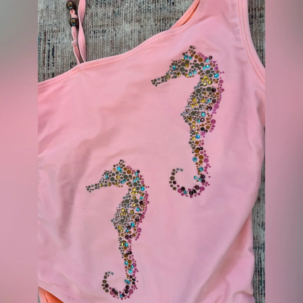 Old Navy Pink One-Shoulder Kids Swim One Piece